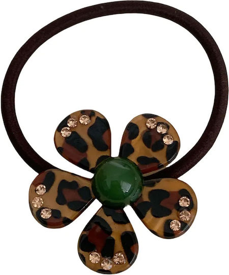 Avizar Casual Elastische Samt Haar Leopard Muster Cont Dunkelbraun