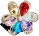 Avizar Casual Elastic Polychromed Refined Rhinestone Glossy Flower Hair Multicolour