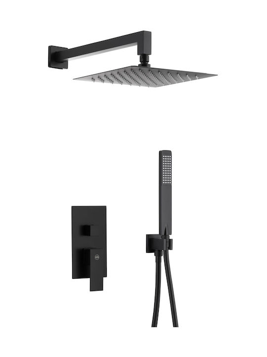 KFA Built-in Mixer Phone & Shower Head Set for Shower Black