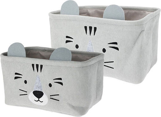 Fabric Gray Storage Basket 2 Pieces