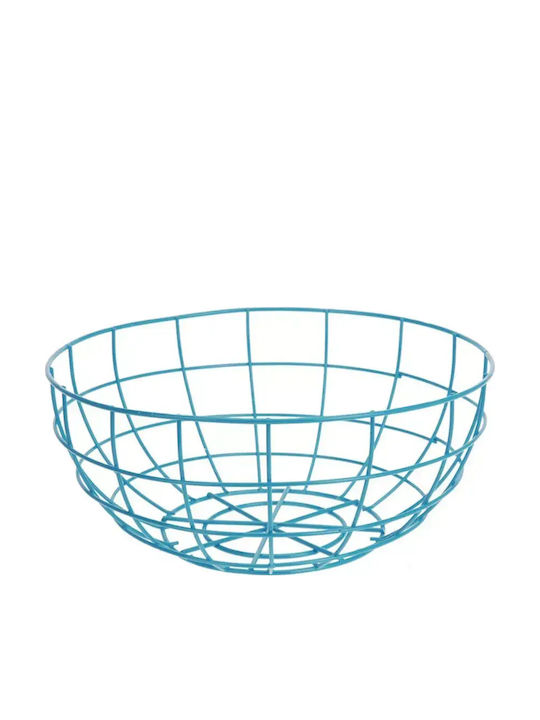 JK Home Decoration Φρουτιέρα Μεταλλική Μπλε 33x33εκ.
