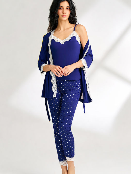 Caress Summer Women's Pyjama Set Dark Blue