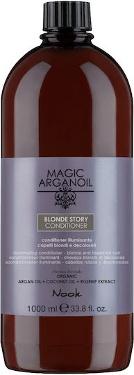 Balsam Iluminator Neutralizant Reflexii Galbene Ideal Pentru Păr Blond Nook Magic Arganoil Blonde Story Cantitate 1000 Ml