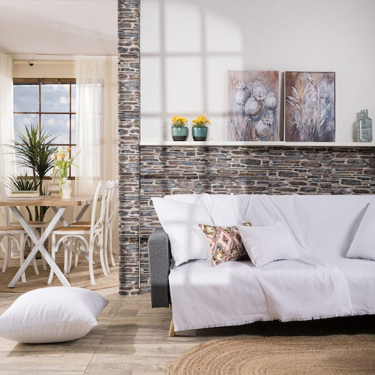 Teoran Bari Ριχτάρι Διθέσιου Καναπέ Chenille 180x250εκ. Λευκό