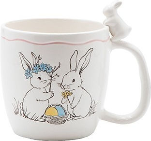 Cană Ceramică De Paște Albă Minimal 14.8x10.4x10cm 818-00017 – Cană Festivă Pentru Cafea Și Ceai