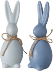 Set of 2 Ceramic Blue Light Blue Decorative Rabbits Bolze