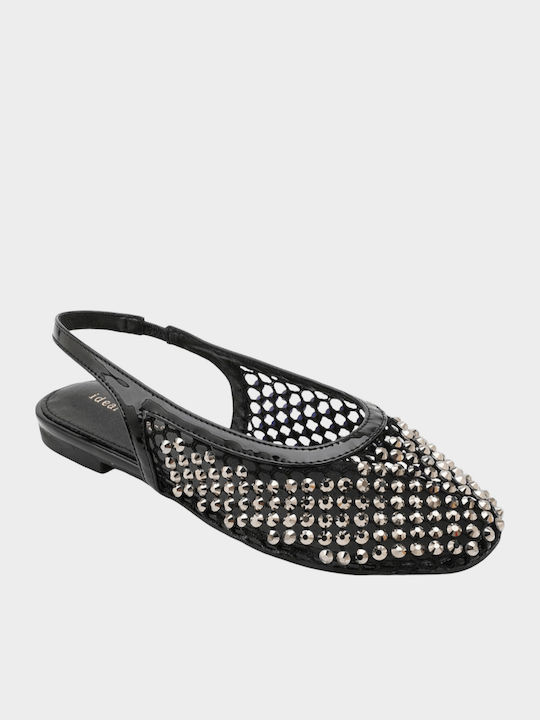 Ideal Shoes Damen Ballerinas Schwarz