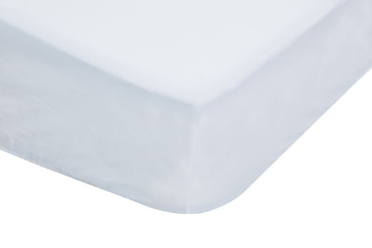 Waterproof Baby Crib Mattress Protector White Cotton Antibacterial with Elastic Straps 70x140x22cm