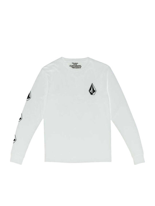 Kids Long-Sleeved Top Wht Black Iconic Stone