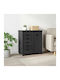 Office Cabinet Made of Solid Wood with Wheels & Drawers Natural 63.5x39x65.5cm