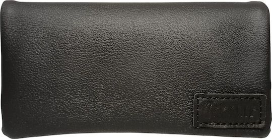 Rollit Tobacco Pouch Made of Black Artificial Leather Handmade with Magnetic Closure 15.5x8cm