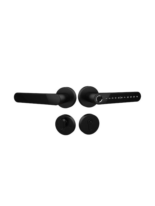Convex Buton Cu Rosetă Mâner Pereche Mat Negru