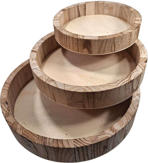 Iliadis Decorative Tray Wooden Round IL36337021 3 Pieces