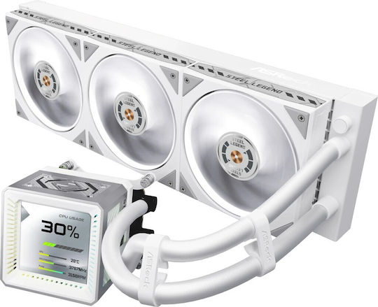 ASRock Steel Legend 360 LCD Υδρόψυξη AIO CPU με 3 Ανεμιστήρες 120mm Λευκή