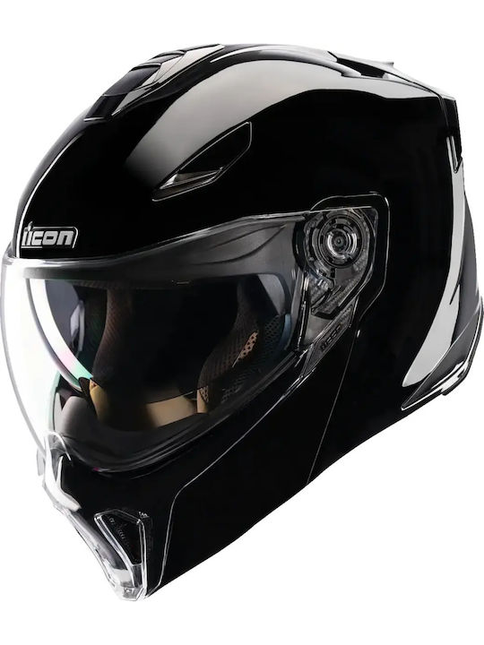 Icon Threshold Black Gloss Motorcycle Helmet Fl...