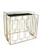 Art Deco Metal Console Table with Glass Top Gold