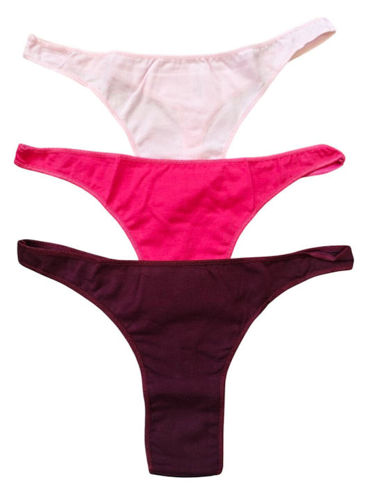 Helios Βαμβακερά Γυναικεία String 3Pack Ροζ Ανο...