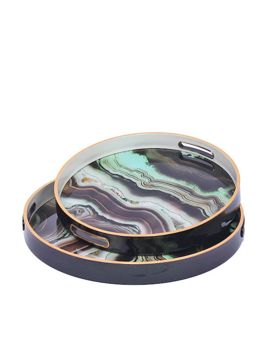 Dekorative Tabletts Kunststoff Onyx Rund 2 Stück