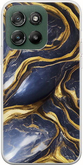 Cracked Marble Sapphire Gold Motorola Moto G57 Power 5G Flexible TPU Transparent Silicone
