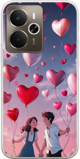 Mobile Phone Case Valentine's Day Heart Balloons In Sky Realme 14 5g Flexible TPU Transparent Silicone