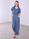 Celestino Women's Pantaloons Denim Look Loose Fit Blue