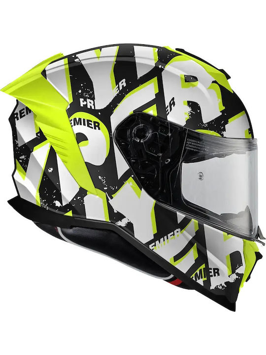 Premier SR Y 8 BM Hyper White Matte Motorcycle Helmet Full Face ECE 22.06 with Pinlock