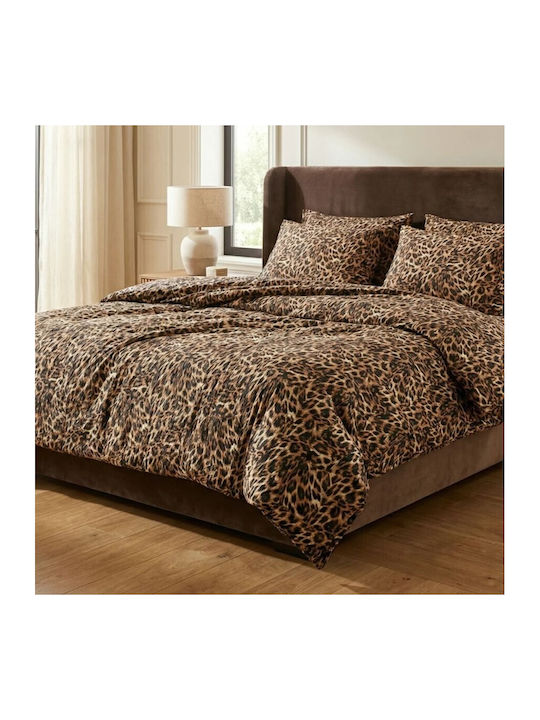 Pucioasa Set Huse Pentru Pilote 100% Bumbac 160x220cm Simplă Cu Față De Pernă & 1 Cearceaf Leopard Print