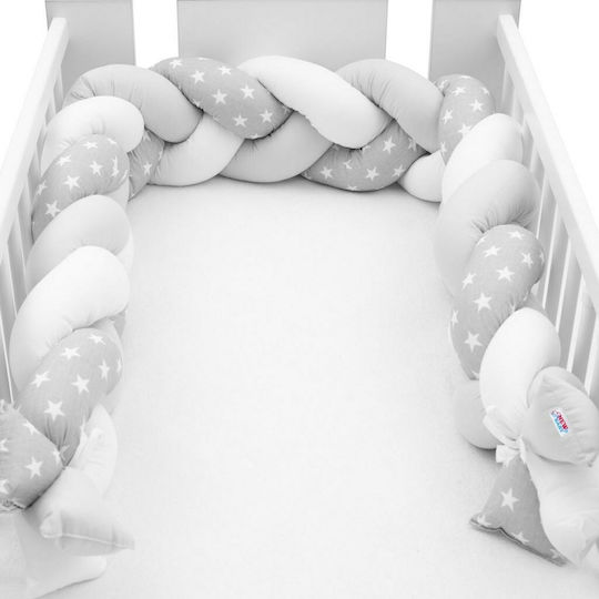 New Baby Пълни Люлка Плетена Вътрешна Звезди Сиви/Бели 225см