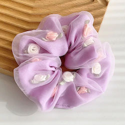 Double Thickness Cabbage Hair In Soft Fabric Roses In 3d Purple