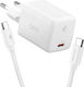 Spigen Φορτιστής με Θύρα USB-C και Καλώδιο USB-C - USB-C 45W Power Delivery Λευκός (Essential EE451EU)