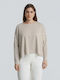 Women's Long Sleeve Striped Beige Blouse