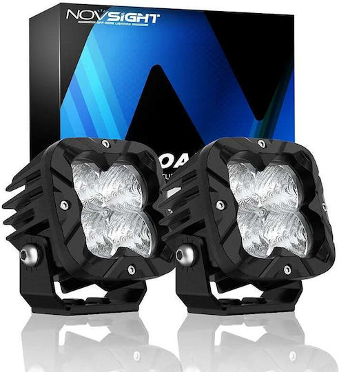 Set Waterproof LED Headlights 3” 24w 2560lm Auxiliary Lights for Various Vehicles Novsight A500-wl6-3s