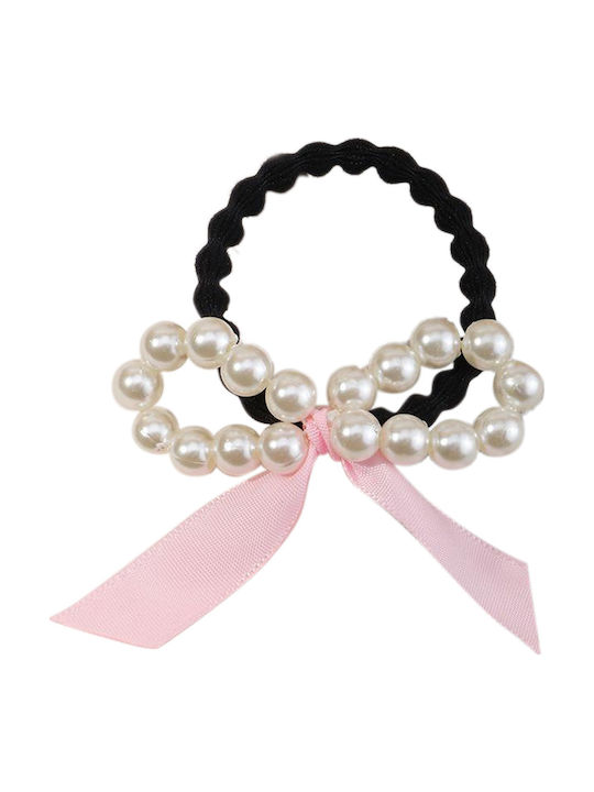 Elastic Trend Hair Bow In Satin Pearl Subtil Pink
