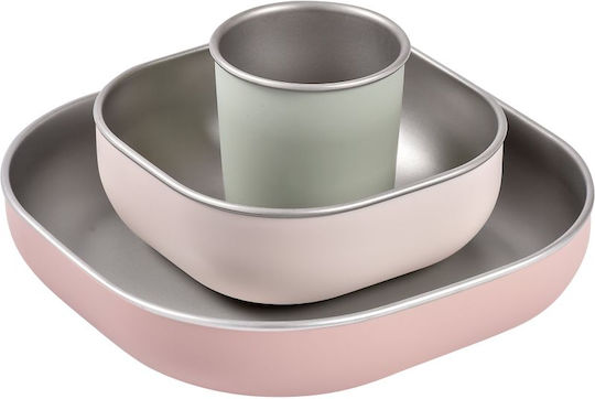 Beaba Feeding Set Metal Pink 2pcs for 36+ Months