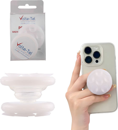Volte-tel Pop Stand Βαση Στηριξης Βεντουζα Σιλικονης Διπλης Οψης Στρογγυλη Μικρη Συσκευες Transparent