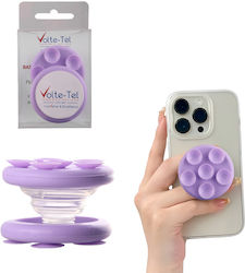 Volte-tel Pop Stand Βαση Στηριξης Βεντουζα Σιλικονης Διπλης Οψης Στρογγυλη Μικρη Συσκευες Purple