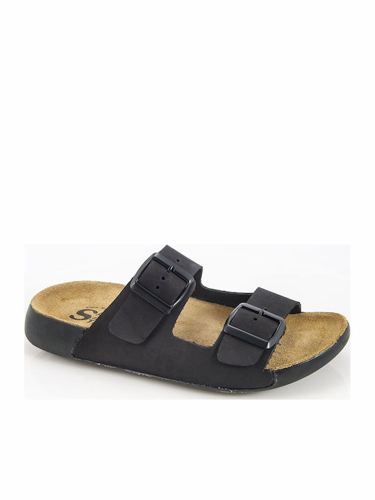 Safe Step Leder Damen Flache Sandalen Schwarz