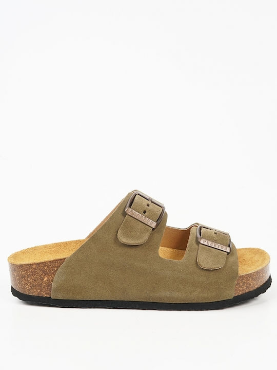 Plakton Leather Women's Anatomic Sandals Green