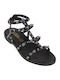 Leather Women's Gladiator Black Sandals