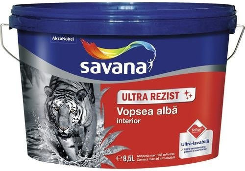 Vopsea Lavabilă Interioară Ultra-rezistentă Alb Super 8.5l Savana Ext10002