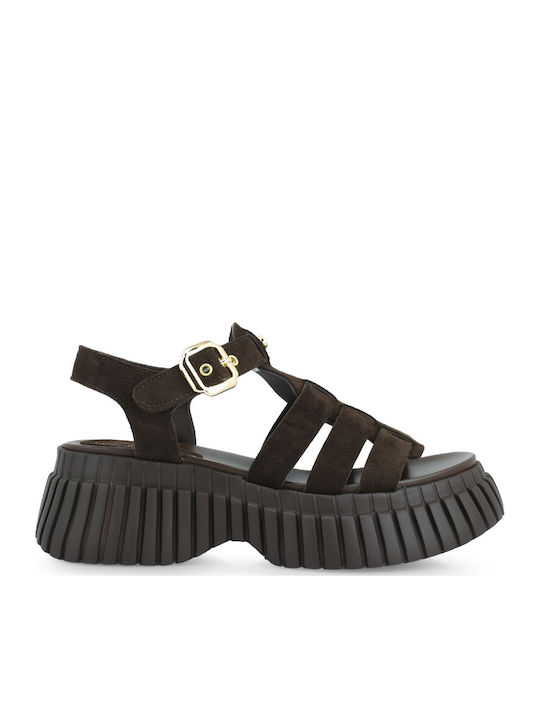Sandale Casual Damă Flatforme Maro