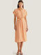 Summer Midi Shirt Dress Orange
