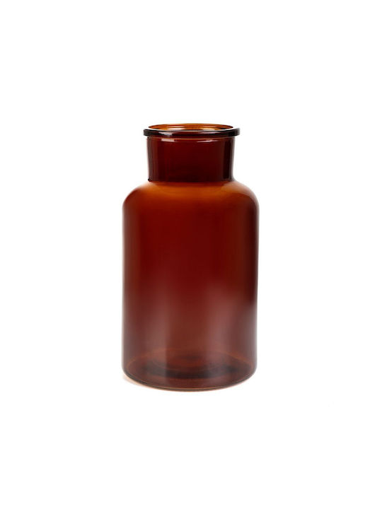 Homla Decorative Glass Vase Tenno Brown 14.5x14.5xH25.5cm