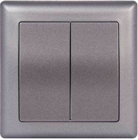 Mutlusan Daria Recessed Wall Switch Double Without Frame Gray