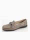 Leather Women's Moccasins in Gray Color