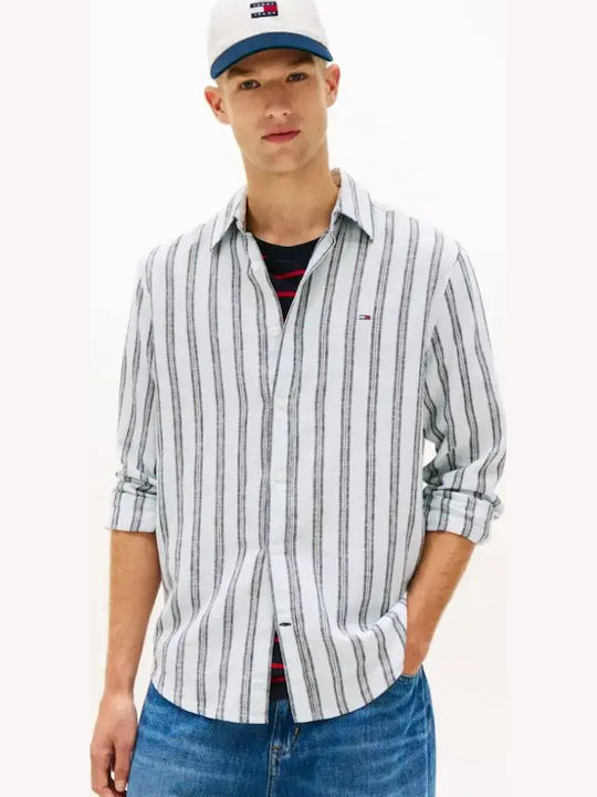 Tommy Hilfiger Mânecă Lungă Cămașă din In cu Dungi Sweet Blue Stripes