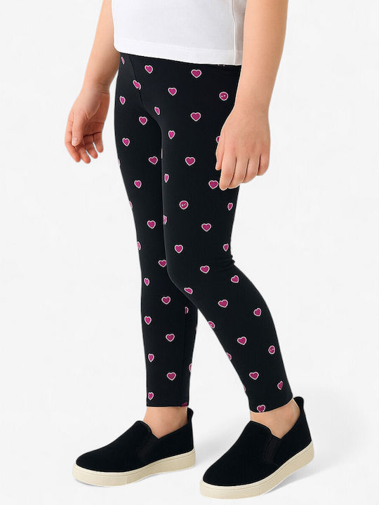 Kinderleggings Sport Lang Schwarz/Pink