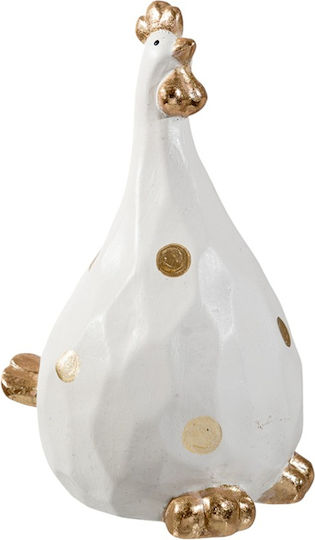 Ceramic Rooster White Gold Accents 14.5x12x22.5cm