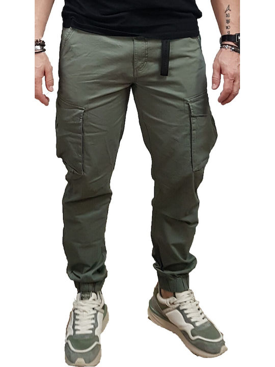 Rebase Elastic Khaki Cargo Trousers