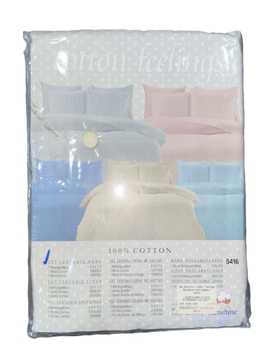 Sunshine Set Cearceafuri Single Bumbac Roz Cu Buline 160x270cm